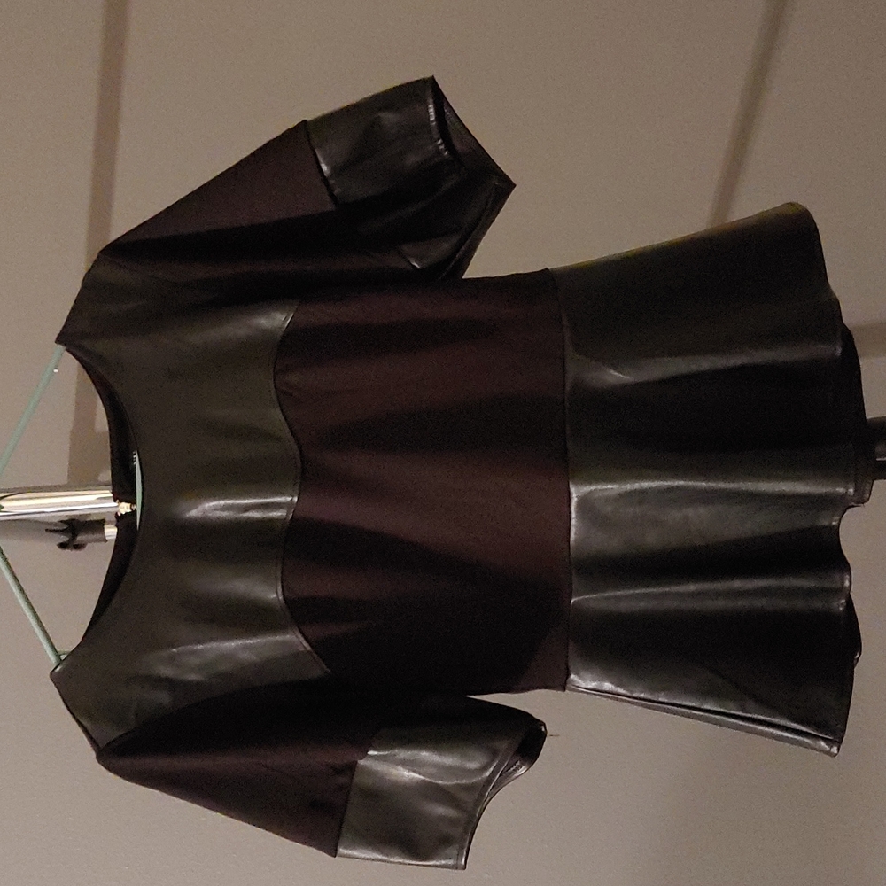 New York & Co. Faux Leather Peplum Top